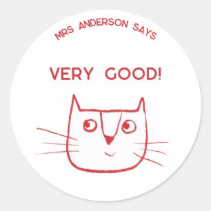 Adesivo Nome do Professor Encorajamento Diversão Gato Cart