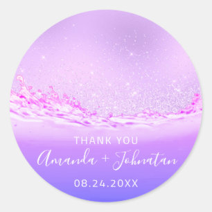 Adesivo Nome do Rosa do obrigado Data Sparple Waves roxas