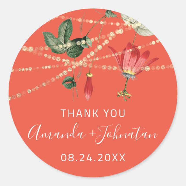 Adesivo Nome do Rosa obrigado Data Luzes brancas do Ouro d (Frente)