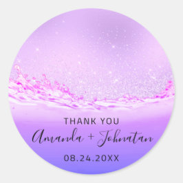 Adesivo Nome do Rosa obrigado do  Data Ondas brancas roxas