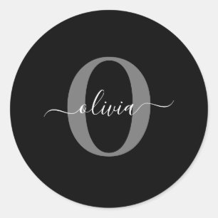 Adesivo Nome do script do monograma personalizado Cinza br