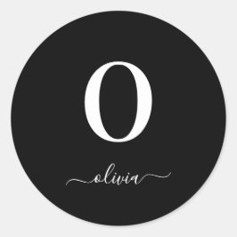 Adesivo Nome do script do monograma preto e branco persona