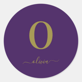 Adesivo Nome do Script Monograma Personalizado Roxo E Dour