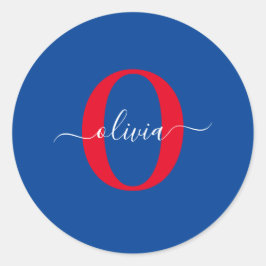 Adesivo Nome do Script Monograma Personalizado Vermelho Br