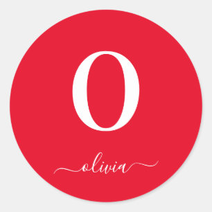 Adesivo Nome do Script Monograma Personalizado Vermelho e 
