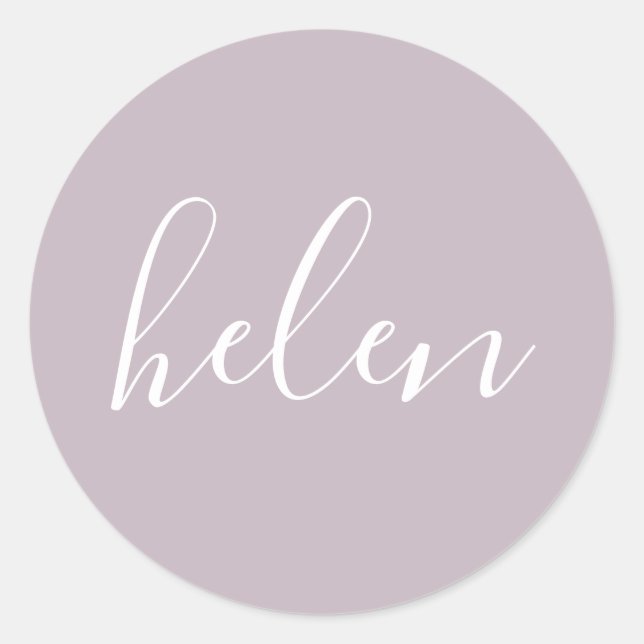 Adesivo Nome do Script Personalizado Dusty Purple Elegante (Frente)