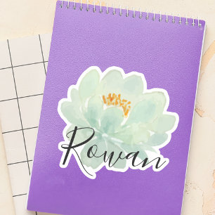 Adesivo Nome do Script Preto Floral Floral de Cores Aquáti