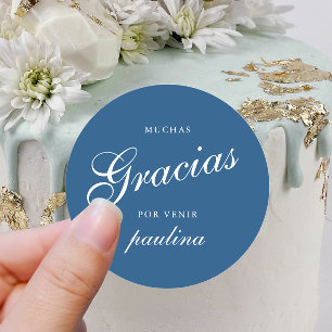 Adesivo Nome do Script Simples Blue Quinceañera Gracias