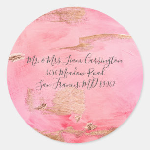 Adesivo Nome do Script Watercolor Dourado de Abstrato Rosa