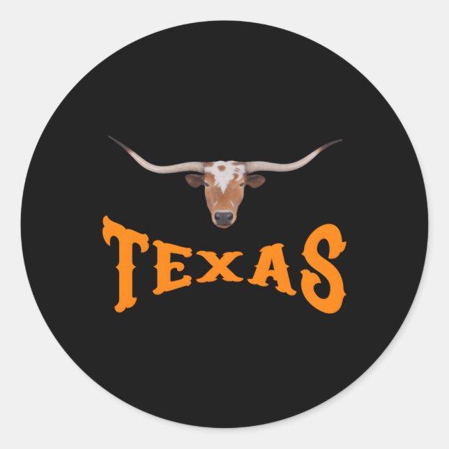 Adesivo Nome Do Texas Com A Cabeça Do Sr. Longhorn (Frente)