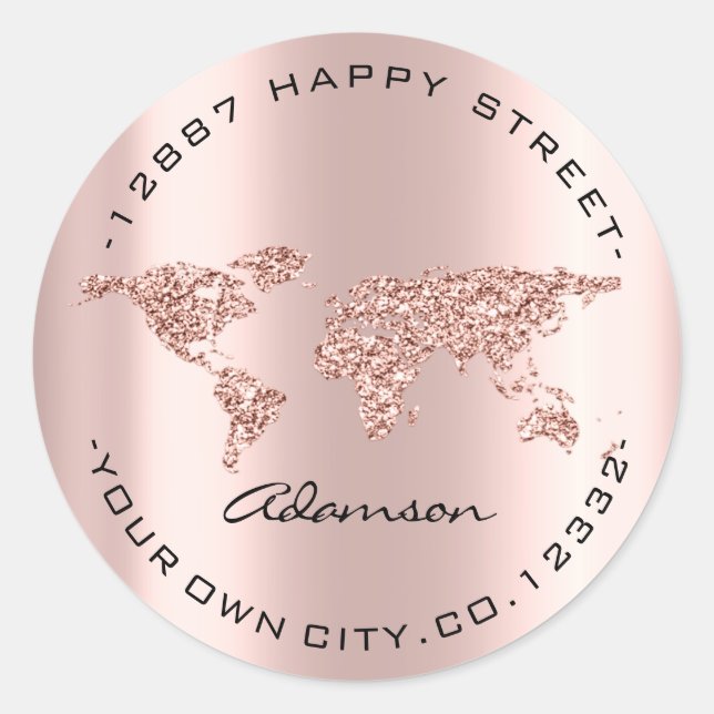 Adesivo Nome do Vestido Mundo Mapa Terra Rosa (Frente)