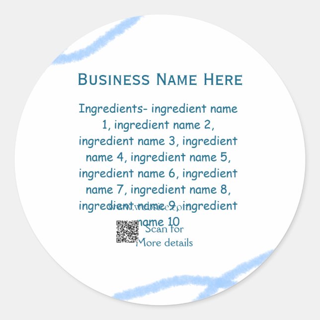 Adesivo Nome dos ingredientes adiciona nome comercial webs (Frente)