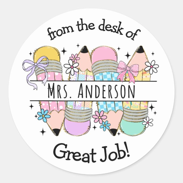 Adesivo Nome dos Professores da Escola de Lápis (Frente)