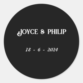 Adesivo Nome e data do Casal de Casamento Negro e Branco