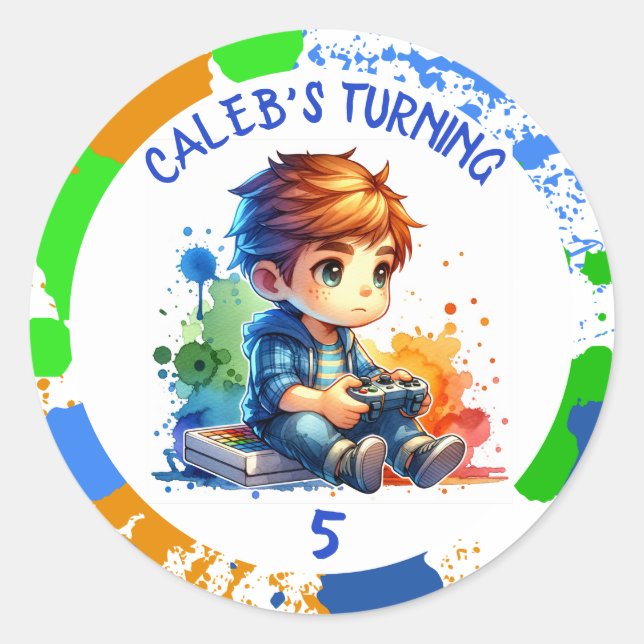 Adesivo Nome e idade do menino de aniversário Personalizad (Frente)