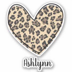 Adesivo Nome e Leopard Animal Print Heart