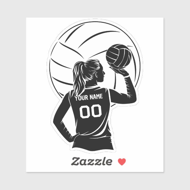 Adesivo Nome e número personalizados do jogador de vôlei p (Folha)