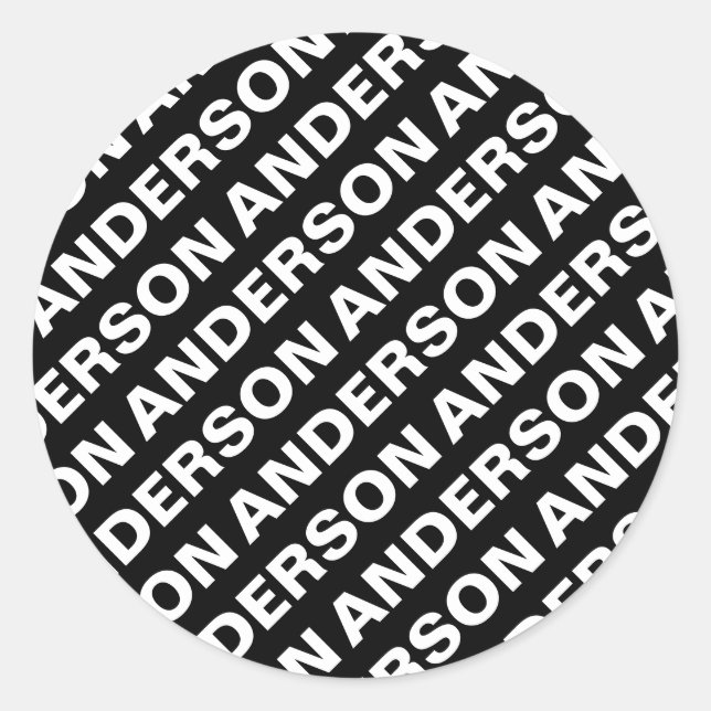 Adesivo Nome Editável Repetível Negrito | Branco preto sim (Frente)