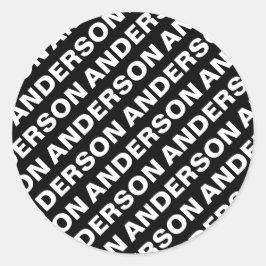 Adesivo Nome Editável Repetível Negrito | Branco preto sim