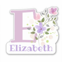 Nome Elizabeth mais Inicial com Floral Design