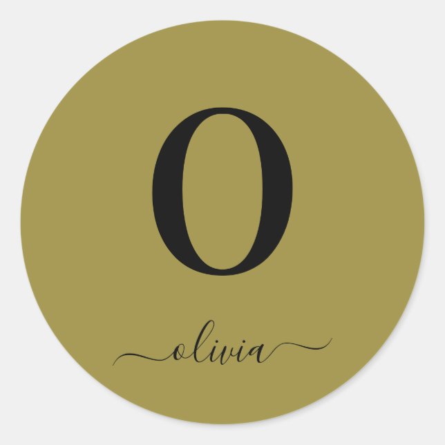 Adesivo Nome em Letra de Monograma Personalizado Dourado e (Frente)