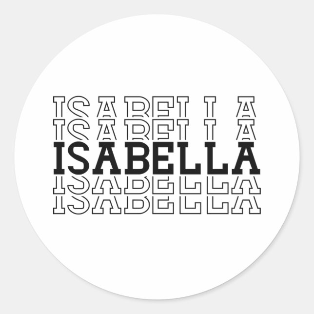 Adesivo Nome Empilhado da Rapariga Personalizada Isabella (Frente)