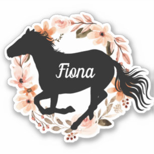 Adesivo Nome Equestre Personalizado Silhuette Horse Sti