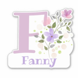 Adesivo Nome Fanny & Inicial com Floral Design