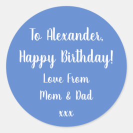 Adesivo Nome Feliz Aniversário Pastel Blue presentes tag