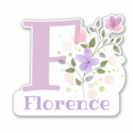 Adesivo Nome Florence & Initial com Floral Design