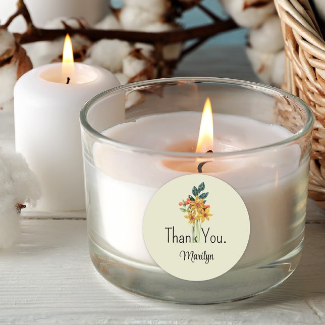 Adesivo Nome, Flores Com Encolhimento De Papel, Obrigado 1 (Criador carregado)