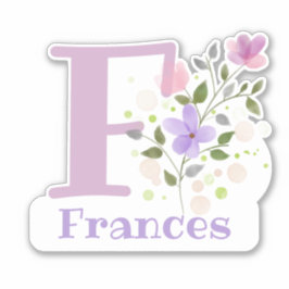 Adesivo Nome Frances & Iniciais com Design Floral