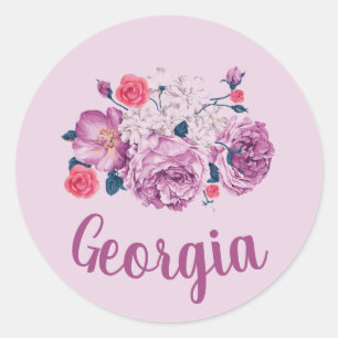 Adesivo Nome Geórgia Floral Personalizado Vintage Flor Men