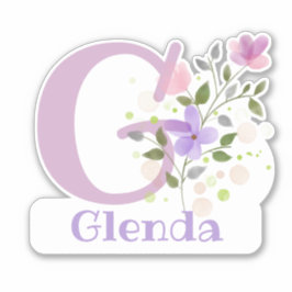 Adesivo Nome Glenda mais Inicial com Desenho Floral