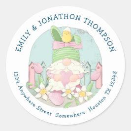 Adesivo Nome Gnomo de Páscoa Cóctil Endereço de Retorno Ro