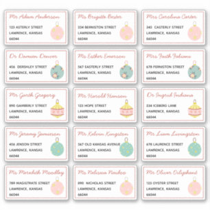 Adesivo Nome Individual de Natal Festivo Endereço de expe