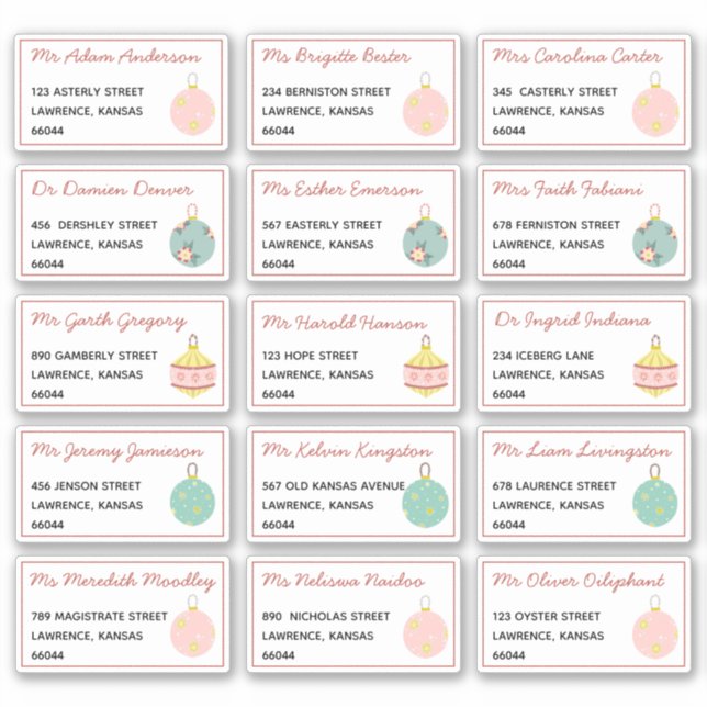 Adesivo Nome Individual de Natal Festivo Endereço de exped (Frente)