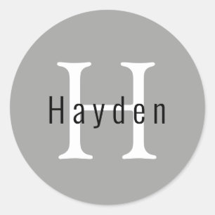 Adesivo Nome inicial do monograma mínimo de prata moderno 