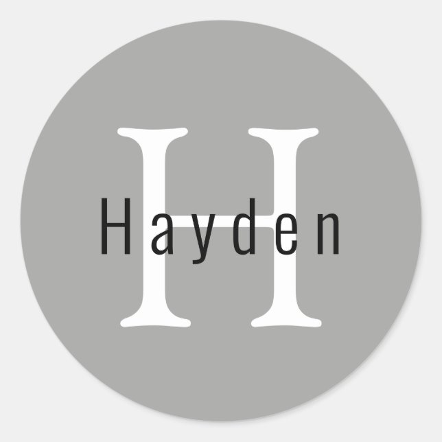 Adesivo Nome inicial do monograma mínimo de prata moderno  (Frente)