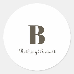 Adesivo Nome inicial do Monograma Personalizado Branco