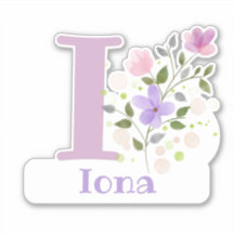 Nome Iona & Inicial com Floral Design