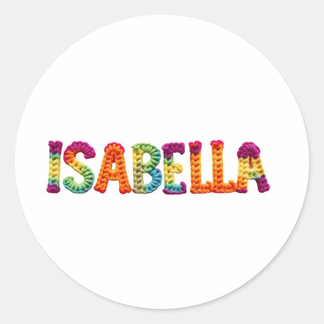 Adesivo Nome Isabella no padrão Crochet Vibrante (Frente)