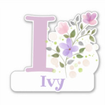 Nome Ivy & Inicial com Design Floral