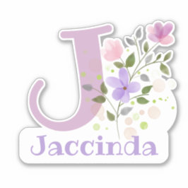 Adesivo Nome Jaccinda mais Inicial com Design Floral