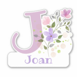 Adesivo Nome Joan & Initial com Floral Design