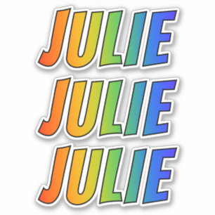 Adesivo Nome "JULIE" com coloração do arco-íris do