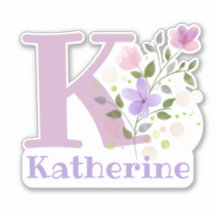 Nome Katherine mais Inicial com Design Floral