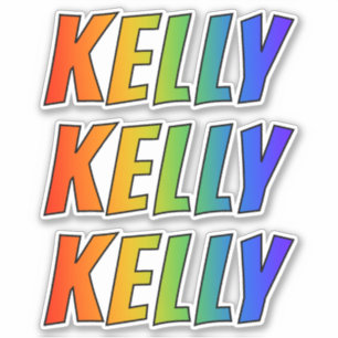 Adesivo Nome "KELLY" com coloração do arco-íris do