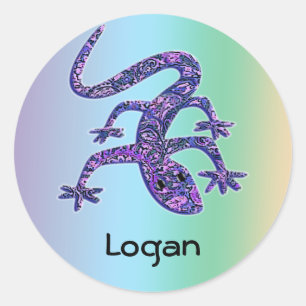 Adesivo Nome Lizard Gecko Salamander Stickers Editável