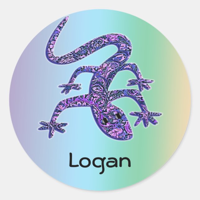 Adesivo Nome Lizard Gecko Salamander Stickers | Editável (Frente)